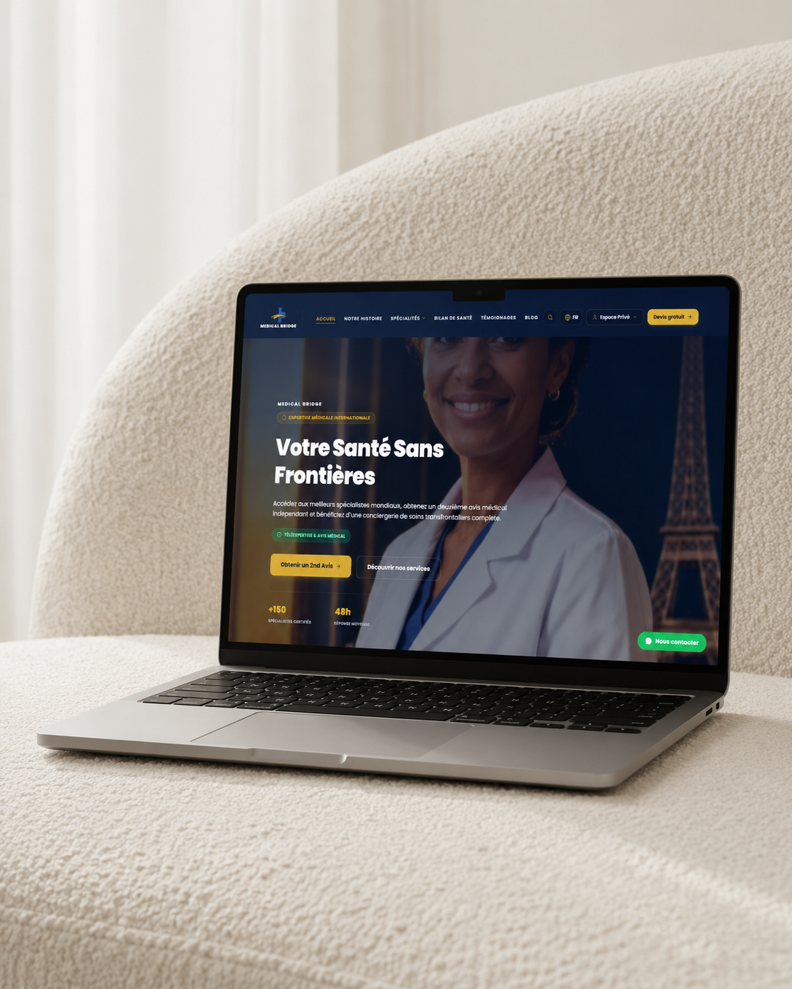 Mockup du site internet Medical Bridge